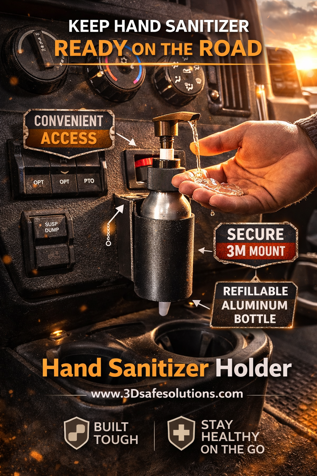 Hand Sanitizer Mount + Pump Bottle